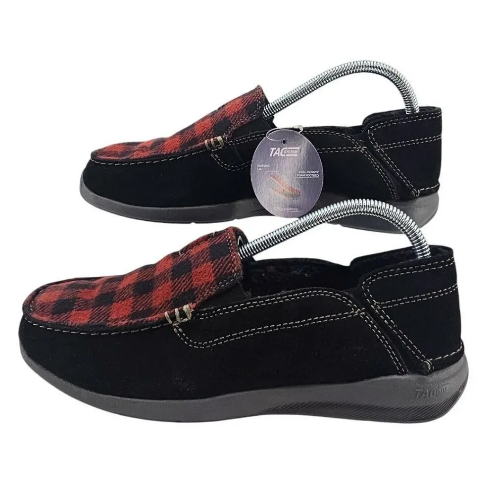 Clarks Mens 7.5  Gorwin Step Sneakers in Black Suede Buffalo Plaid NWT